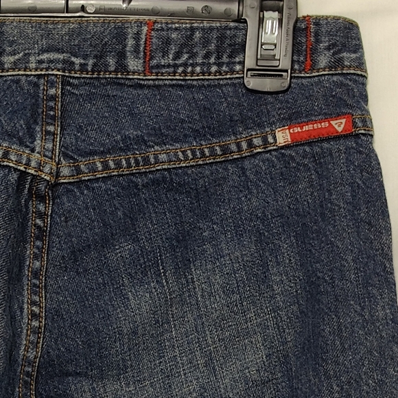 Vintage GUESS Lace-Up Jeans - Dark Wash - Size 27 - Wide Flare Leg - Picture 7 of 12